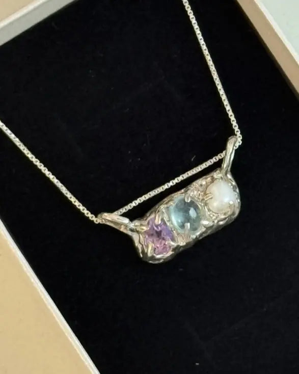 3 stone bag necklace CharityGoodz