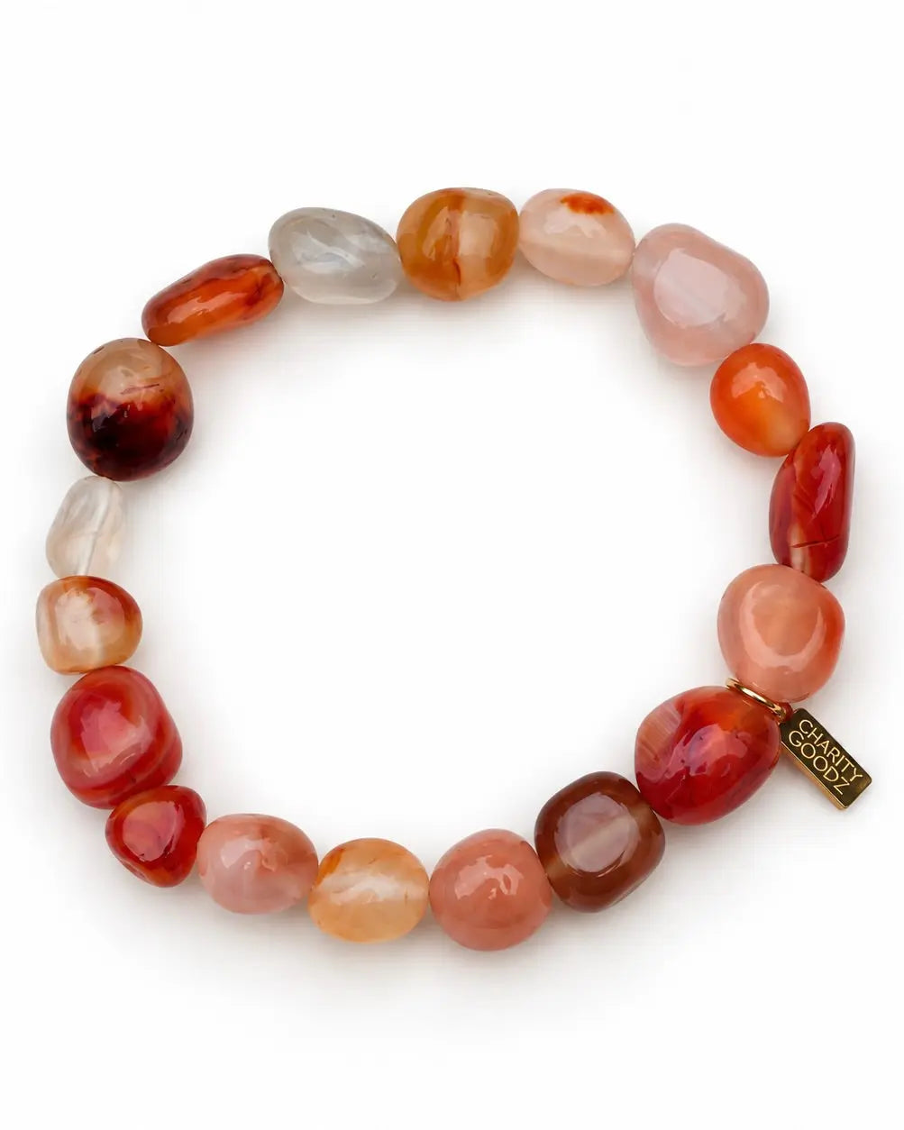 Chunky Carnelian Beaded Bracelet with Natural Stones