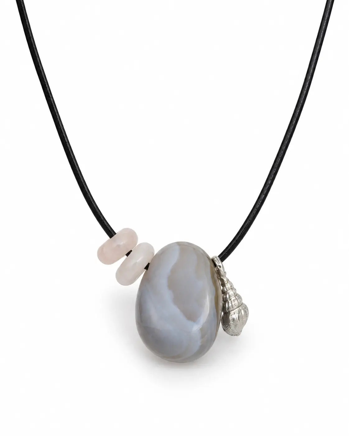Statement necklace Agate 3 silver