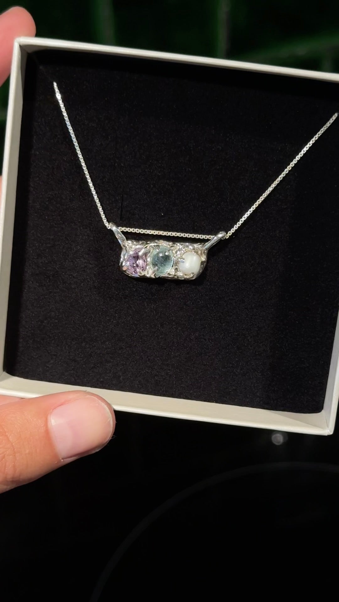 3 stone bag necklace