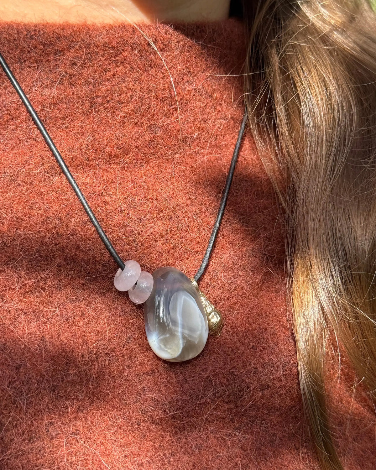 Statement necklace Agate 1 gold