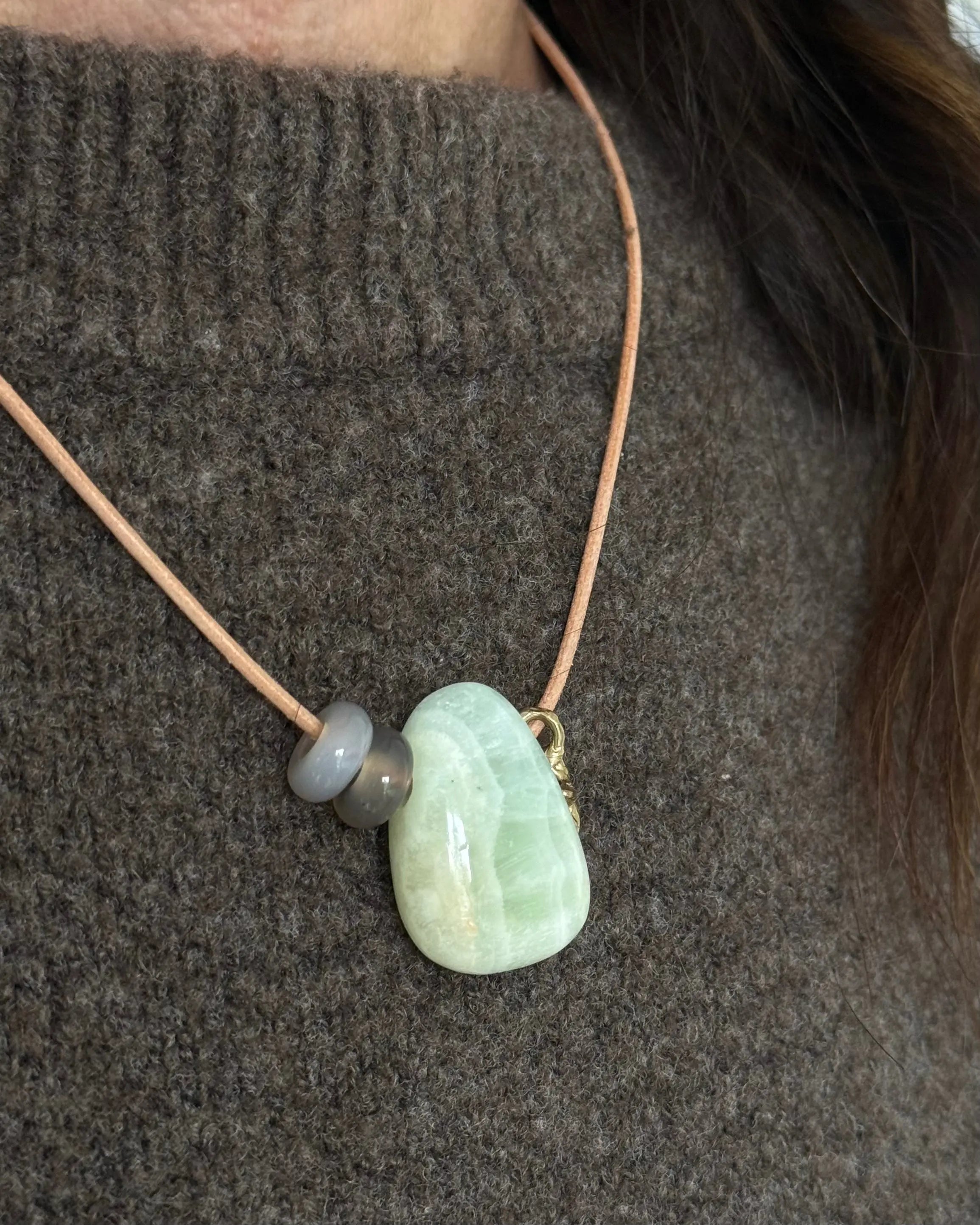 Green Calcite Necklace Statement Necklace Calcite 1 Gold