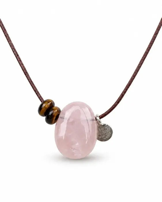 Rose Quartz Pendant Necklace Statement Necklace 2 Silver