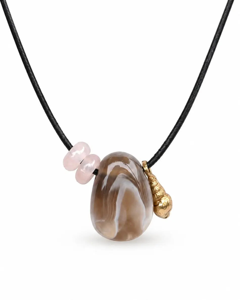 Statement necklace Agate 1 gold