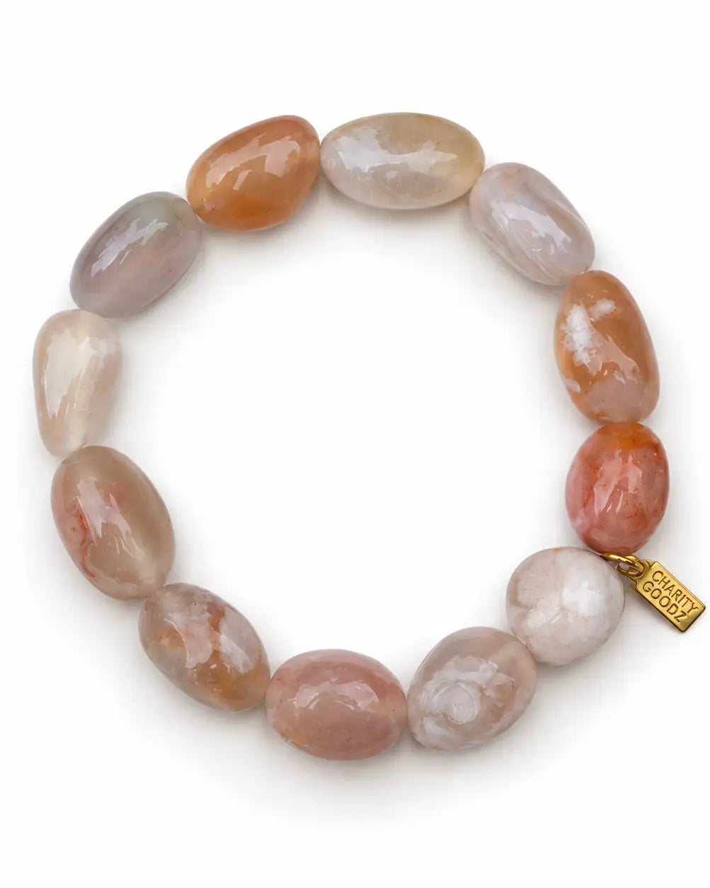 Chunky Flower Agate Bracelet with Natural Stones