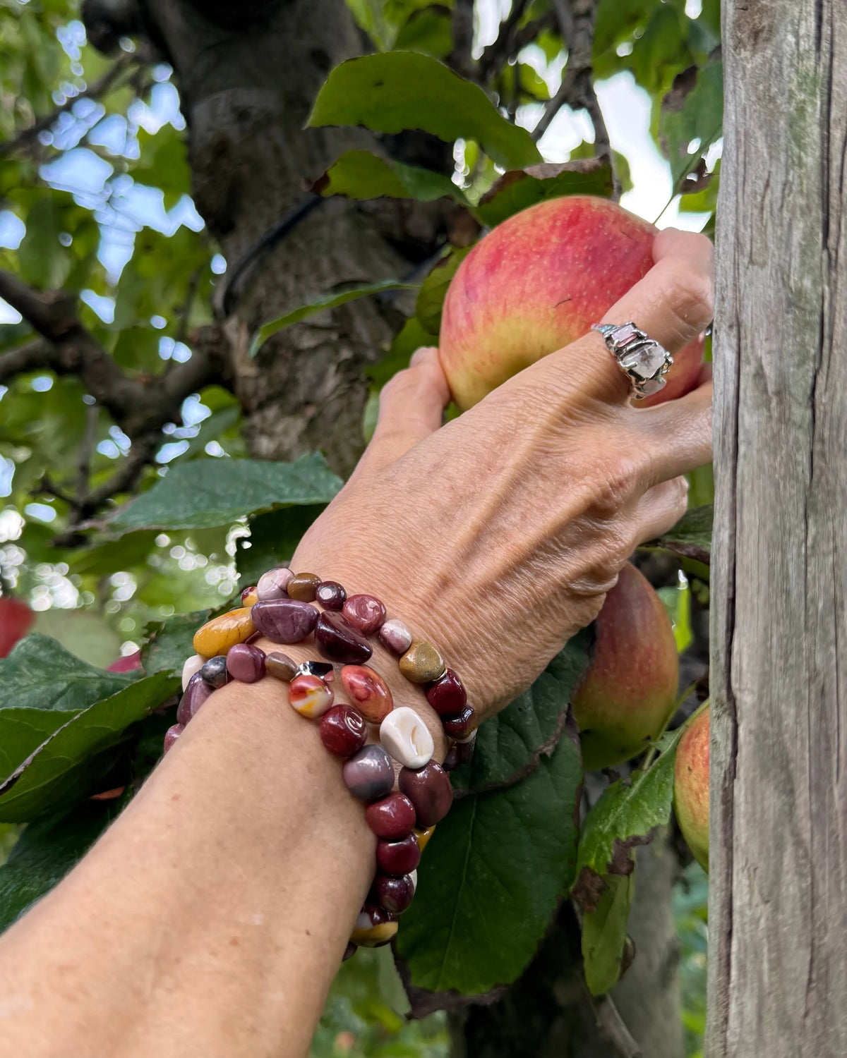 Chunky Gemstone Bracelet in Mookait Stones