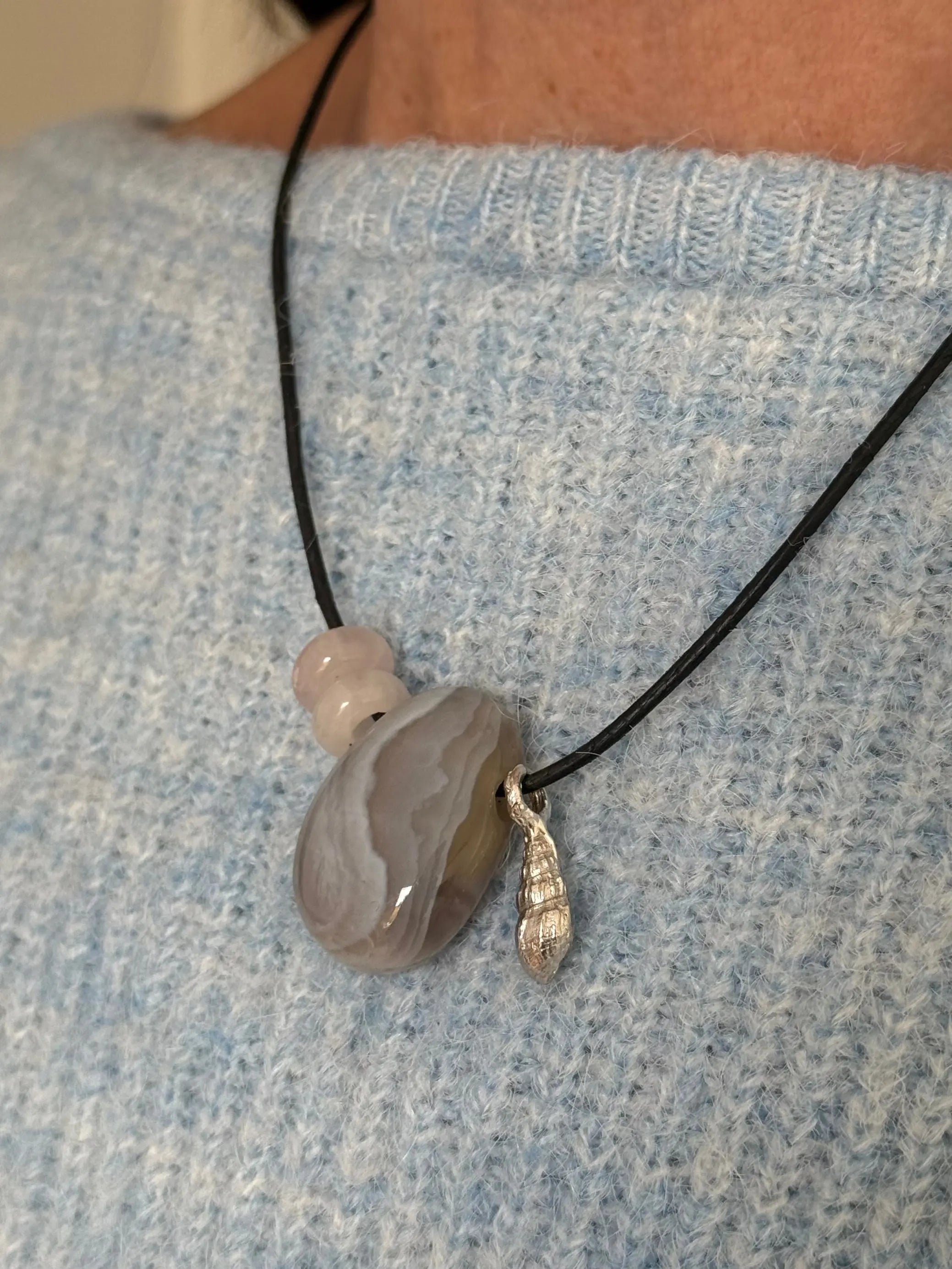 Statement necklace Agate 3 silver