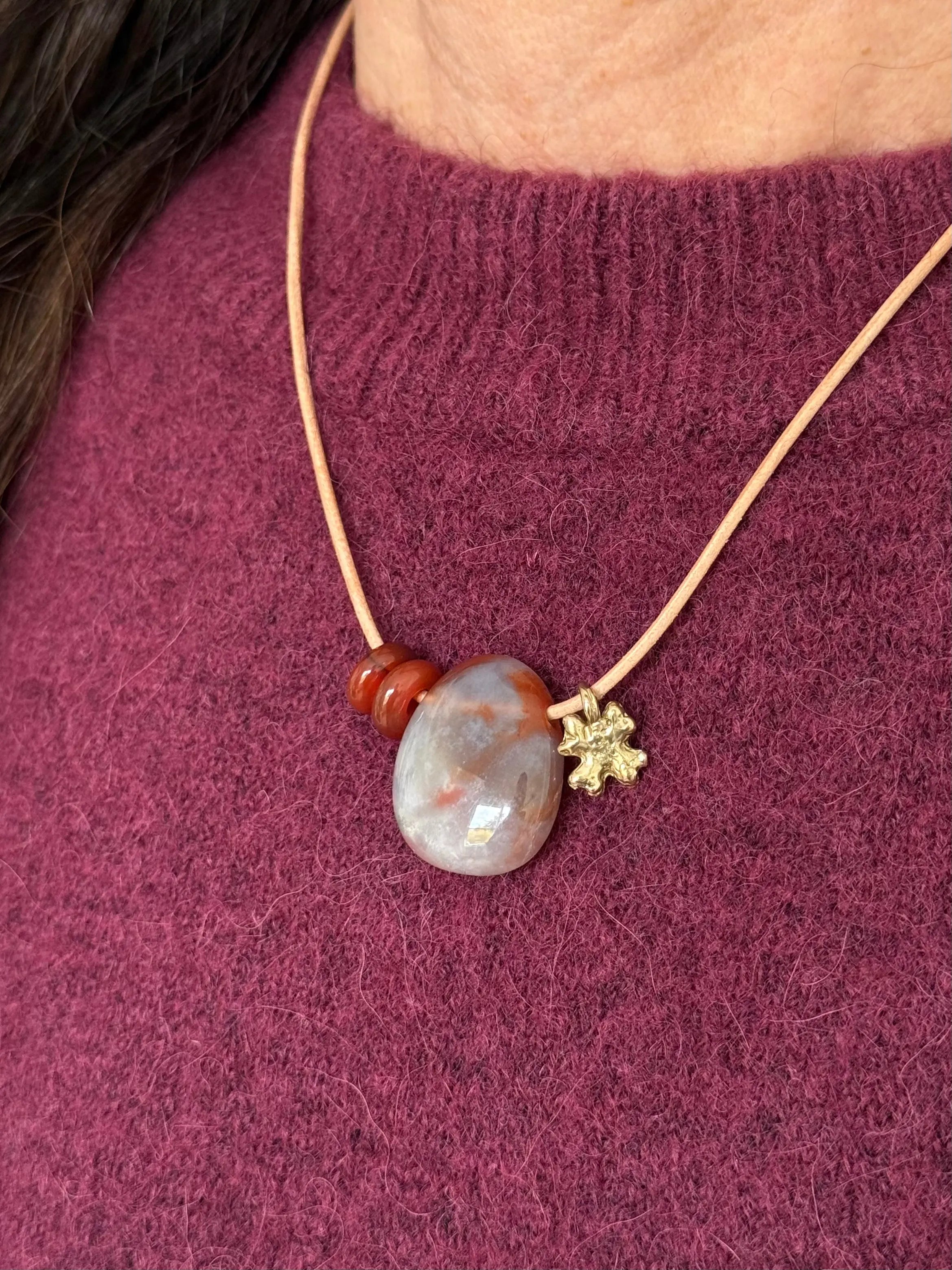Statement necklace Jasper 2 gold