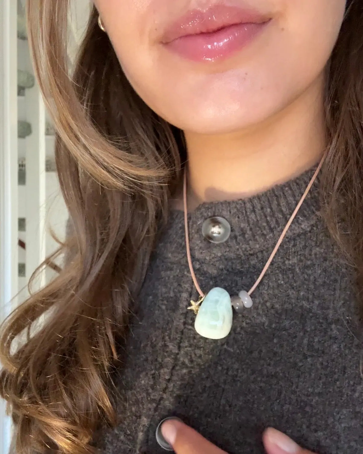 Green Calcite Necklace Statement Necklace Calcite 1 Gold