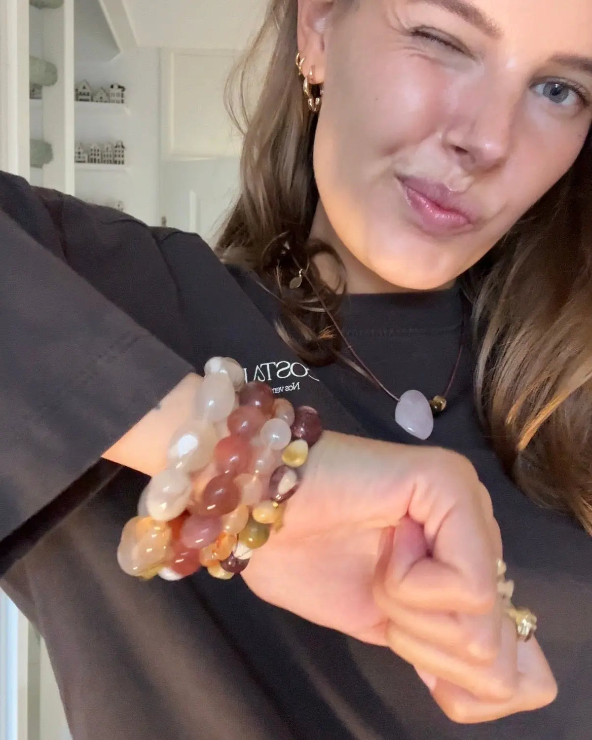 Chunky Gemstone Bracelet Nanhong Agate