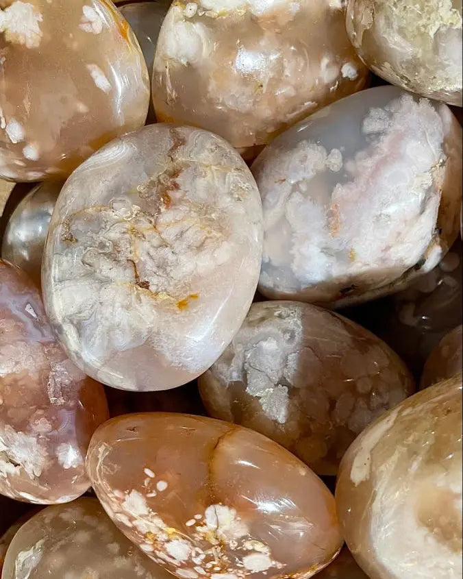 Chunky Flower Agate Bracelet with Natural Stones