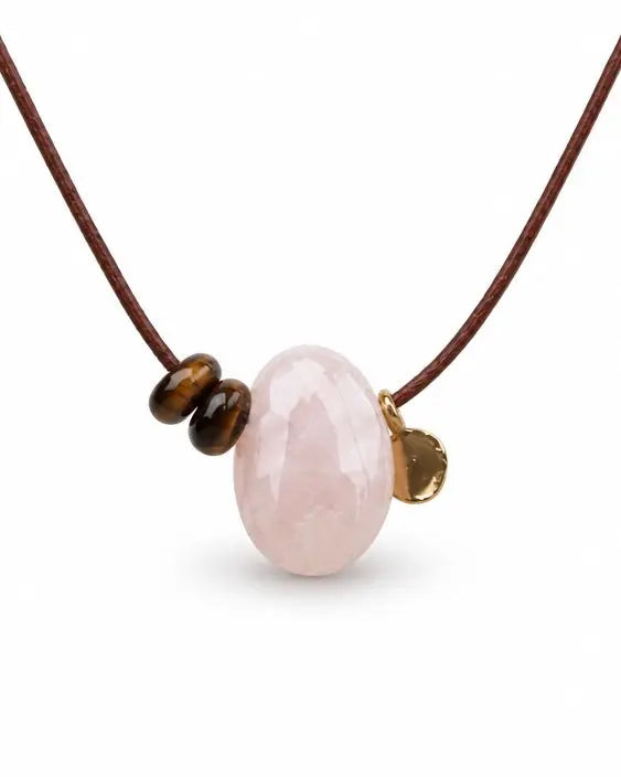 Rose Quartz Necklace Statement Necklace 1 Gold